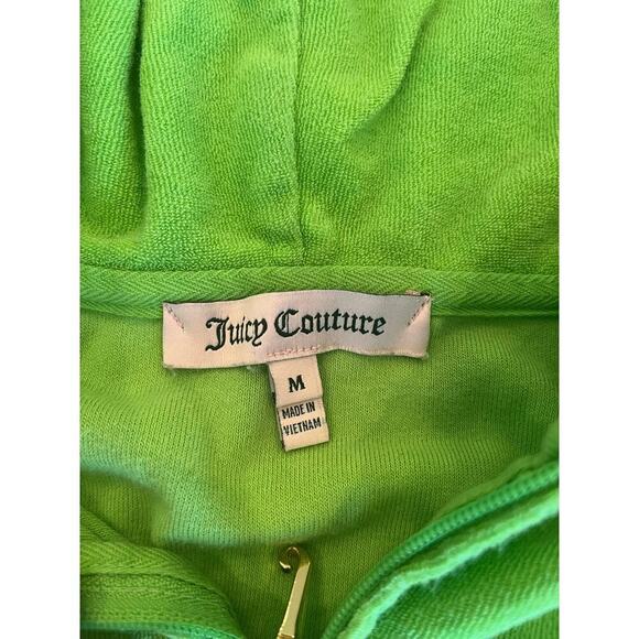 Juicy Couture Terry Cloth Tracksuit Jacket Women M Top Green Y2K Grunge Hooded - Picture 2 of 11